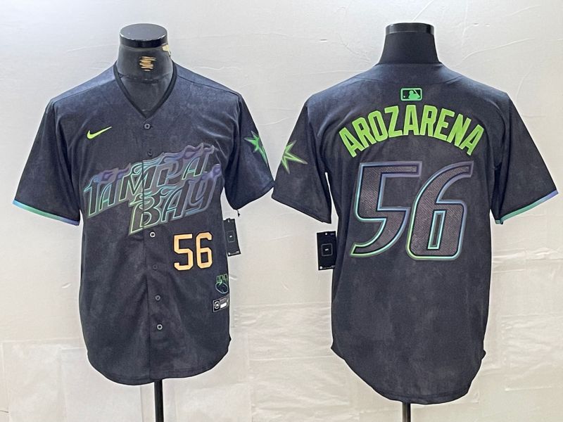 Men Tampa Bay Rays #56 Randy Arozarena Nike MLB Limited City Connect Black 2024 Jersey style 2->tampa bay rays->MLB Jersey